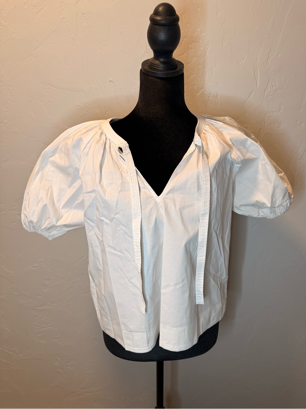 Chelsea & Violet White Puff Sleeve Tie-Front Blouse